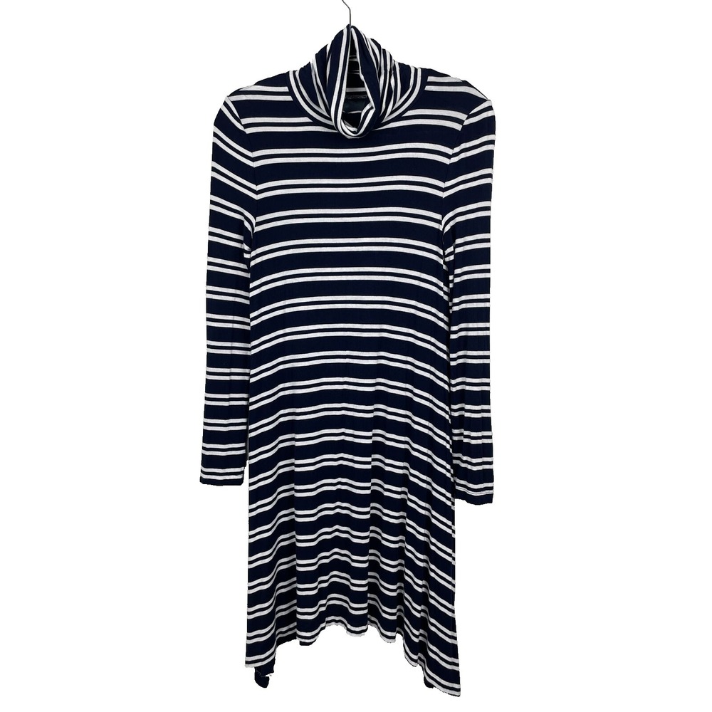 maeve anthropologie Dress Medium Turtleneck Striped Swing Nautical Old Money‎